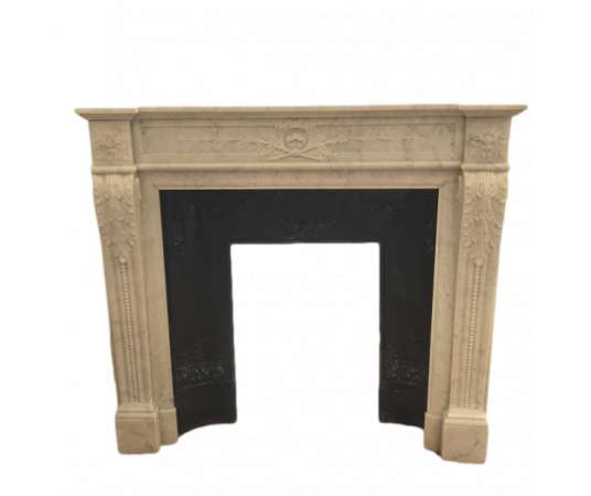 fireplace Louis XVI style in white marble late XIXth Century