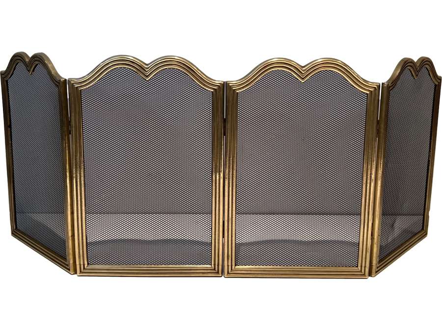 Neoclassical brass fire screen from the 1970s