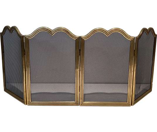 Neoclassical brass fire screen from the 1970s