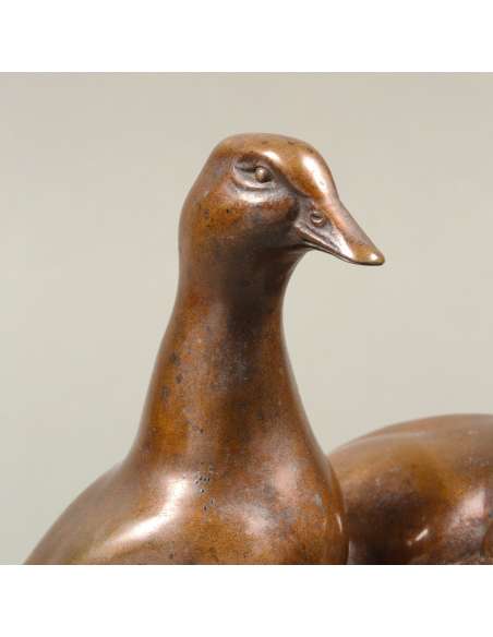 Bronze sculpture "Pair of Ducks" by Carl August Brasch.-Bozaart