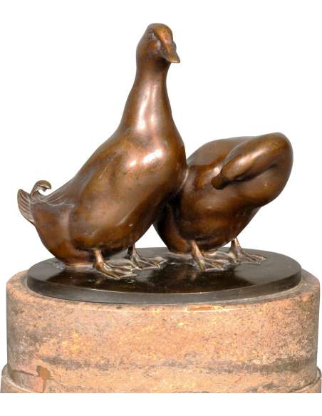 Bronze sculpture "Pair of Ducks" by Carl August Brasch.-Bozaart