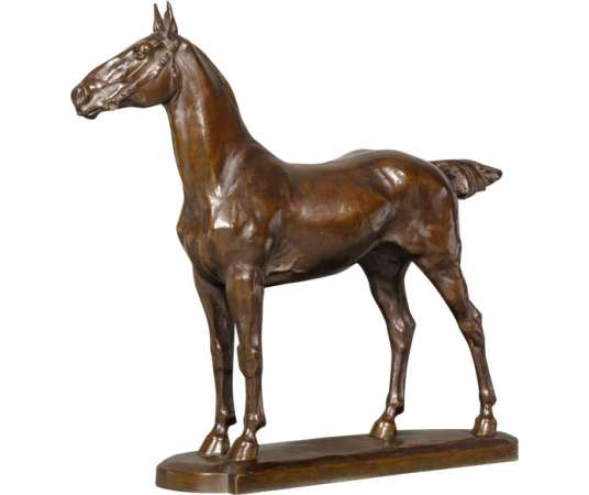 sculpture en bronze Jument , cheval de chasse par Josuë Dupon