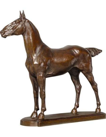 sculpture en bronze Jument , cheval de chasse par Josuë Dupon-Bozaart