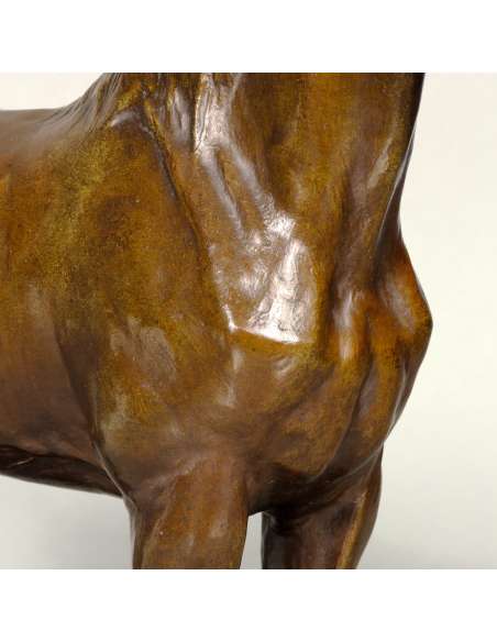 sculpture en bronze Jument , cheval de chasse par Josuë Dupon-Bozaart