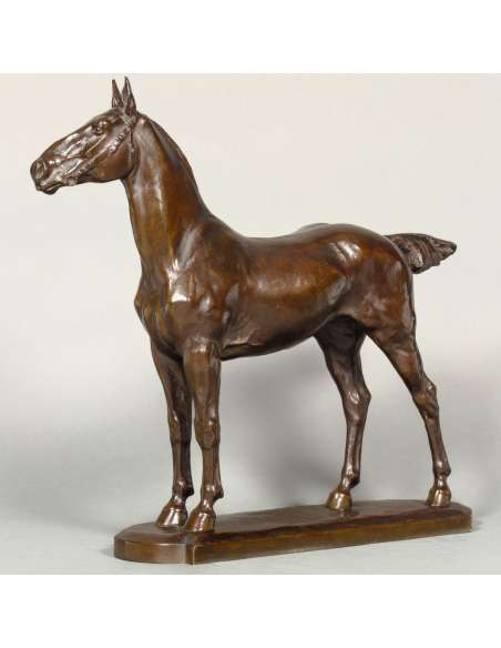 bronze sculpture Mare, hunting horse by Josuë Dupon-Bozaart