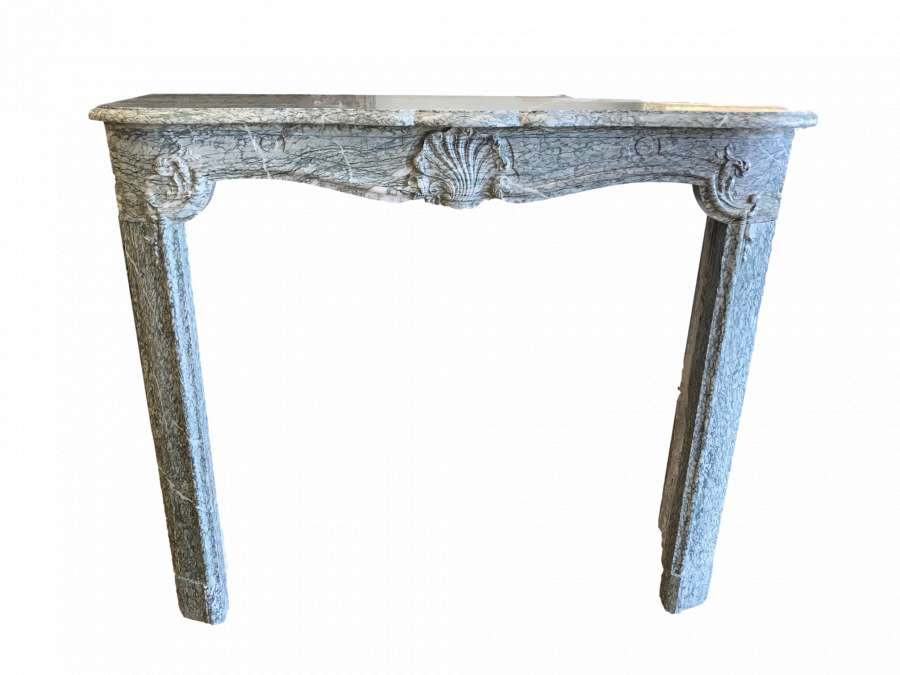 PRETTY ANTIQUE LOUIS XV STYLE FIREPLACE , 19TH CENTURY IN CAMPAN VERT MARBLE