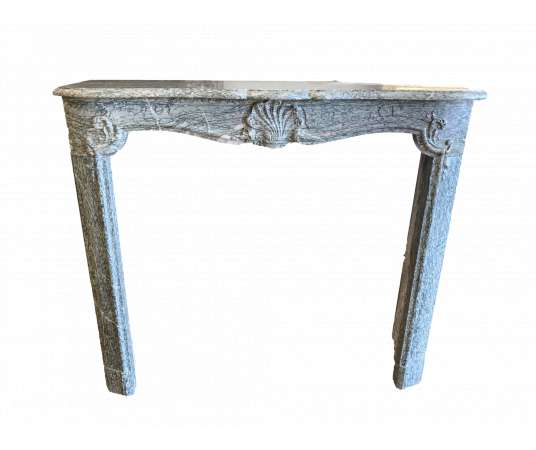 PRETTY ANTIQUE LOUIS XV STYLE FIREPLACE , 19TH CENTURY IN CAMPAN VERT MARBLE