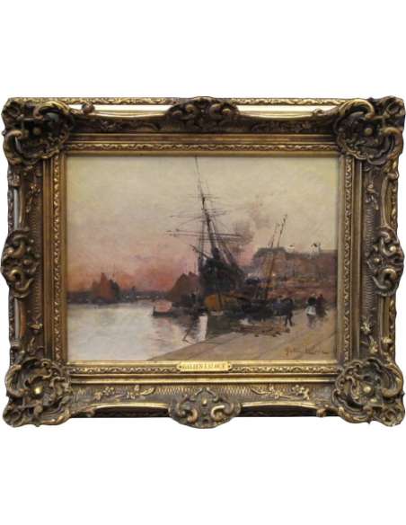 Eugène Galien-Laloue (1854 - 1941) : Harbor scene in Rouen.-Bozaart