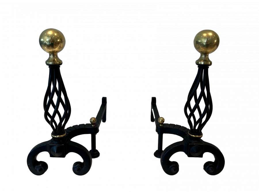 Wrought iron andirons from the 70s