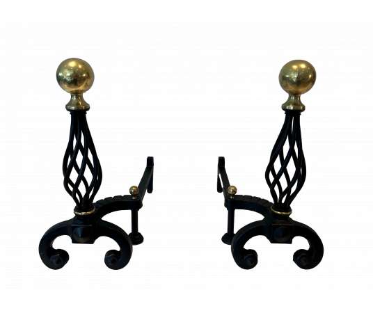 Wrought iron andirons from the 70s