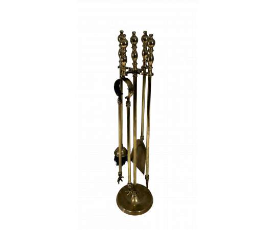 Neoclassical brass fireplace accessories