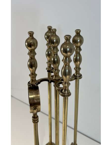 Neoclassical brass fireplace accessories-Bozaart