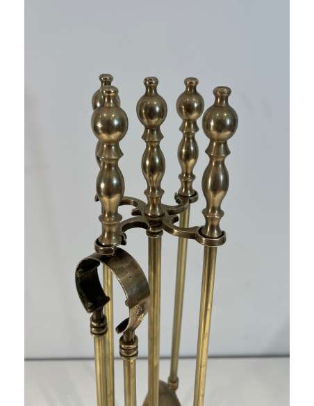 Neoclassical brass fireplace accessories-Bozaart