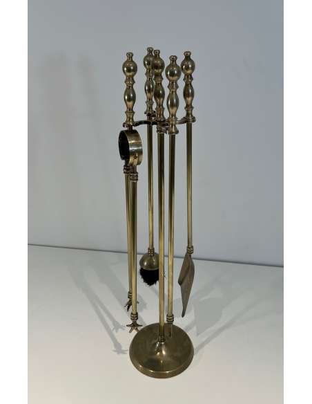 Neoclassical brass fireplace accessories-Bozaart