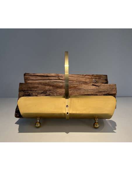 Contemporary neoclassical brass log holder-Bozaart