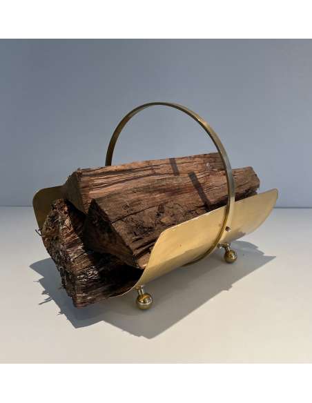 Contemporary neoclassical brass log holder-Bozaart