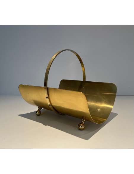 Contemporary neoclassical brass log holder-Bozaart