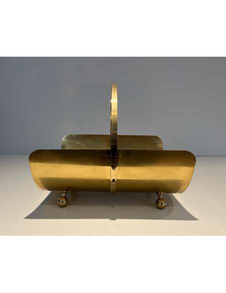 Contemporary neoclassical brass log holder-Bozaart