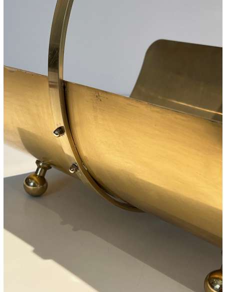 Contemporary neoclassical brass log holder-Bozaart