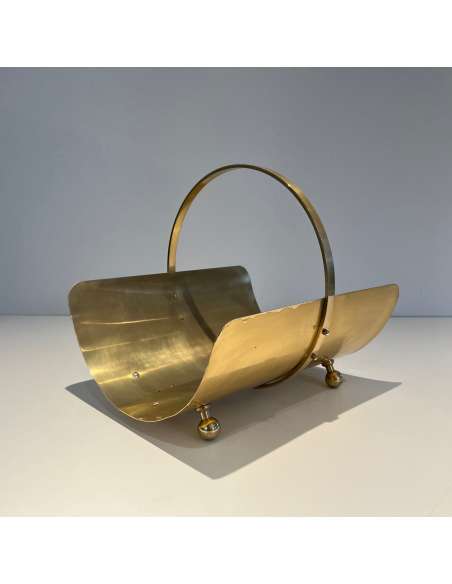 Contemporary neoclassical brass log holder-Bozaart