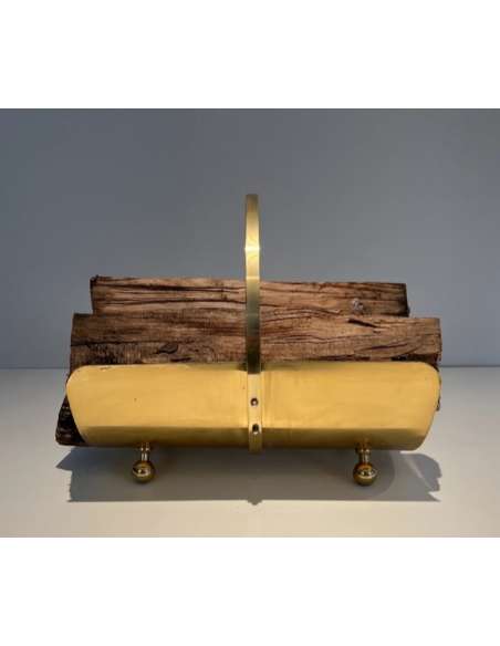 Contemporary neoclassical brass log holder-Bozaart