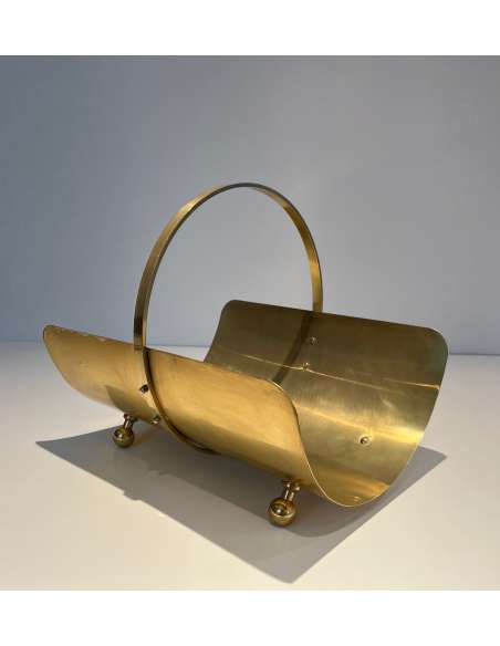 Contemporary neoclassical brass log holder-Bozaart