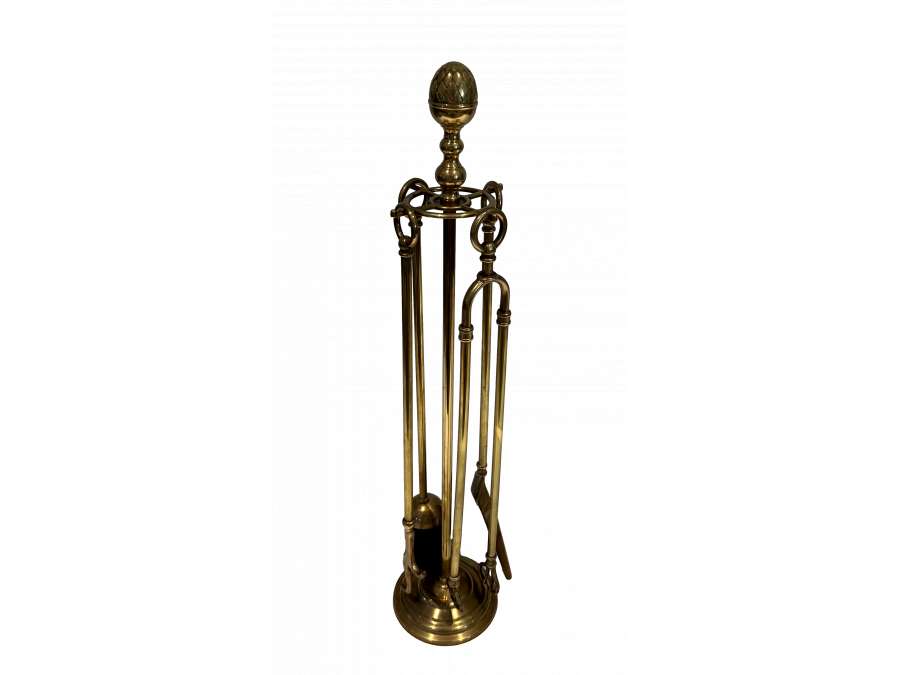 Brass fire accessories in the neoclassical style "Pine cone" model