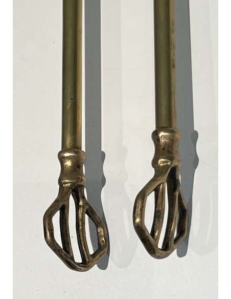 Brass fire accessories in the neoclassical style "Pine cone" model-Bozaart