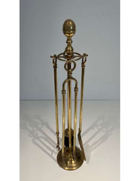 Brass fire accessories in the neoclassical style "Pine cone" model-Bozaart