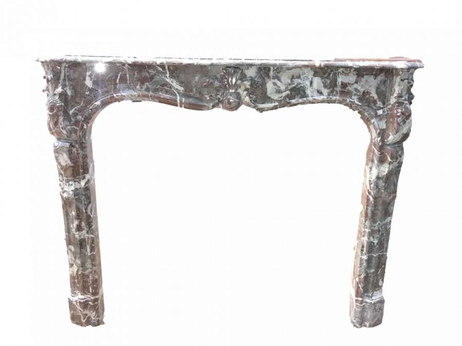 Fireplace antique Louis XV period made of royal red marble