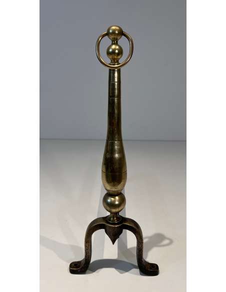 Neoclassical brass andirons from the 70s-Bozaart