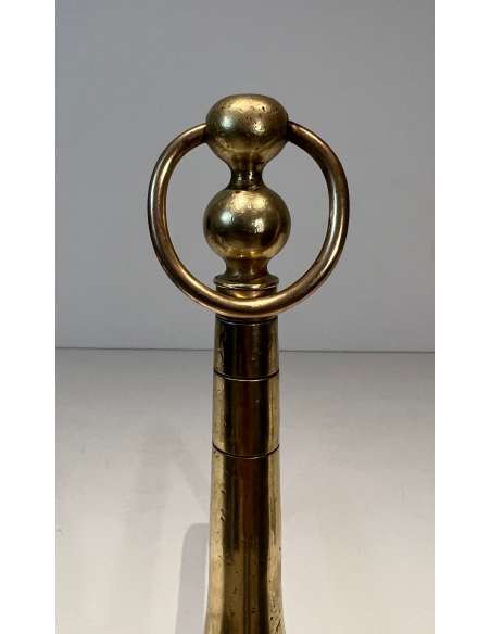 Neoclassical brass andirons from the 70s-Bozaart