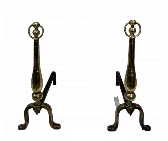 Neoclassical brass andirons from the 70s