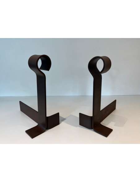 Modern wrought iron andirons from the 40s-Bozaart