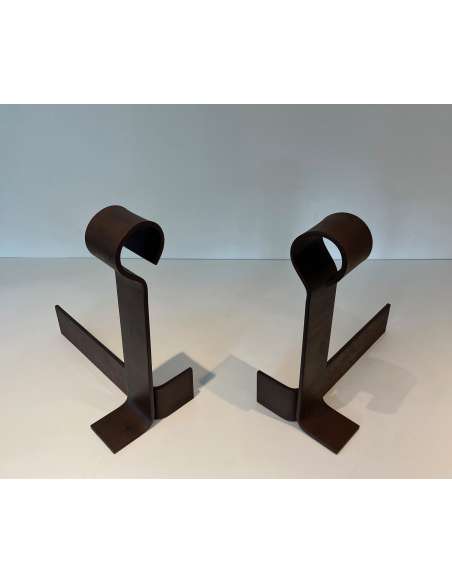 Modern wrought iron andirons from the 40s-Bozaart