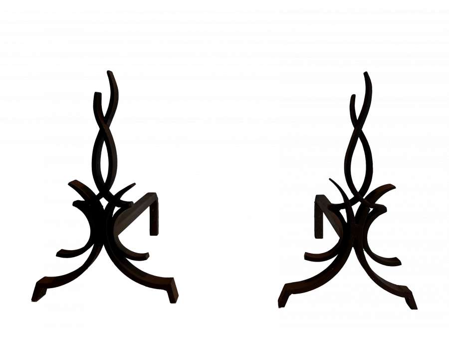 Raymond Subes, Wrought iron andirons from the 40s