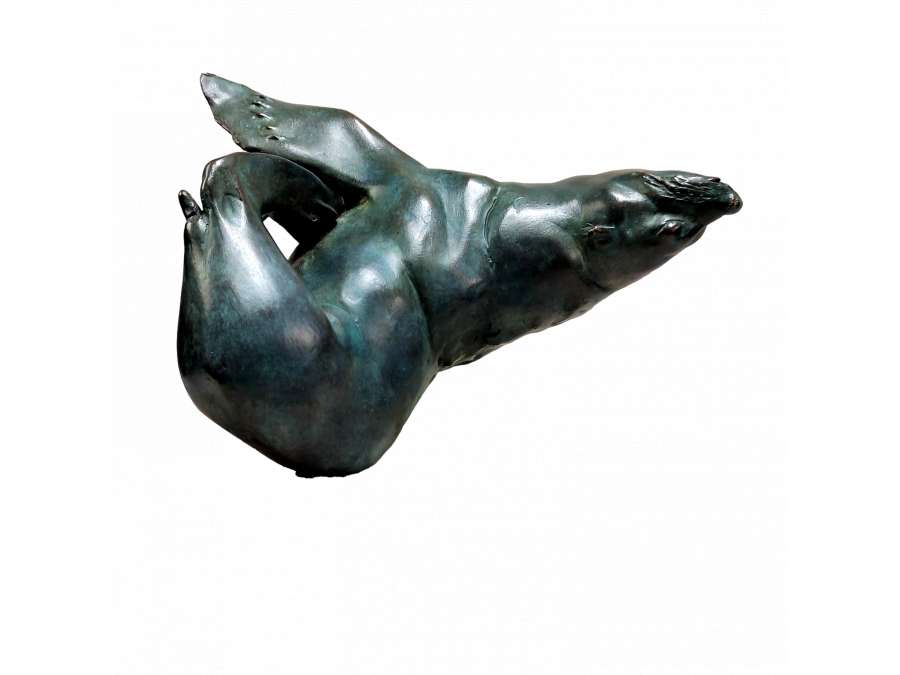 Greta van Puyenbroeck, Bronze sculpture + model "Sea lion", 20th century