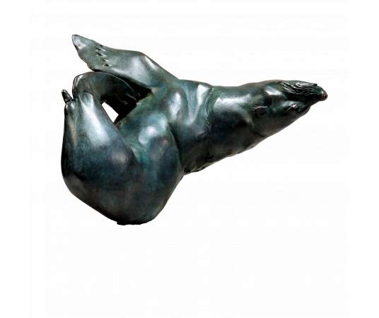 Greta van Puyenbroeck, Sculpture en Bronze+modèle "Lion de mer", 20éme siècle