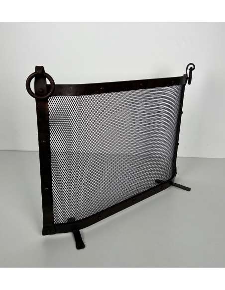 Wrought iron curved fire screen from the 1940s-Bozaart