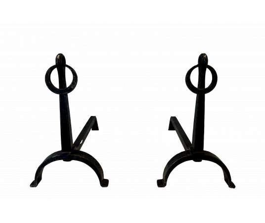 Vintage wrought iron andirons from the 50s