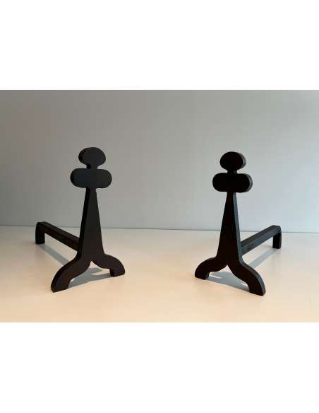 Steel andirons with shamrock design from the 50s-Bozaart