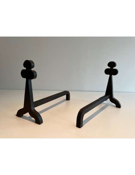 Steel andirons with shamrock design from the 50s-Bozaart