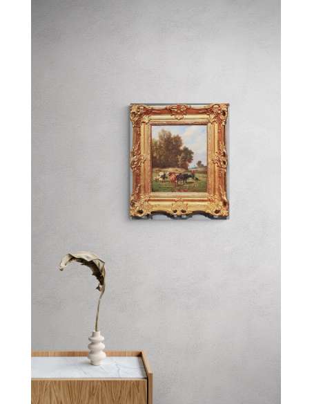 Peinture paysage de Louis Robbe+huile sur toile-Bozaart
