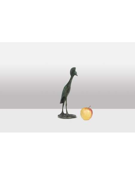 François Pompon. Sculpture en bronze, modèle « Grue Couronnée en marche », Année 2006-Bozaart