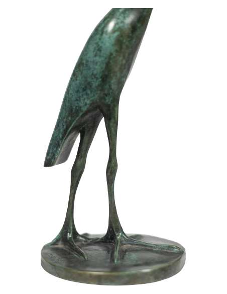 François Pompon. Sculpture en bronze, modèle « Grue Couronnée en marche », Année 2006-Bozaart