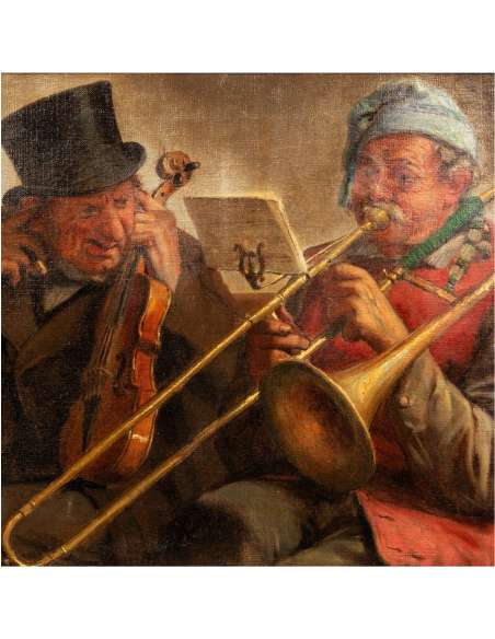 Painting oil on canvas by Leon Herbo+"Un concert cacophonique"-Bozaart