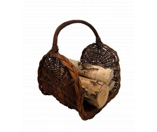 Contemporary wicker firewood holder from the 70s
