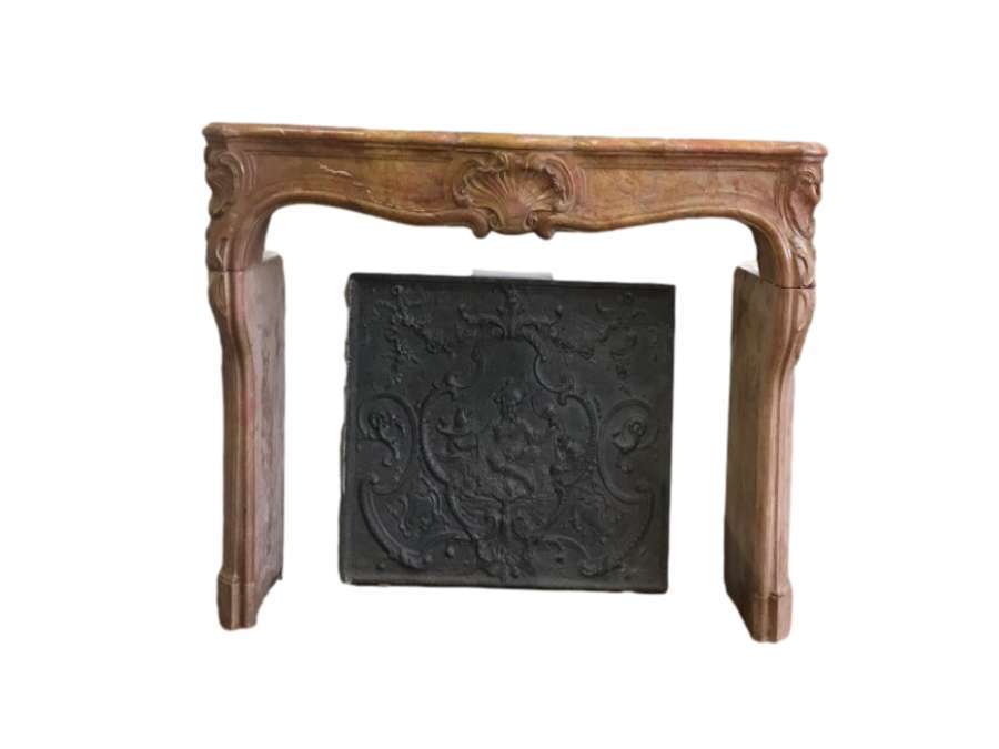 ELEGANT OLD REGENCY STYLE FIREPLACE MADE IN THE 18TH CENTURY IN BURGUNDY STONE