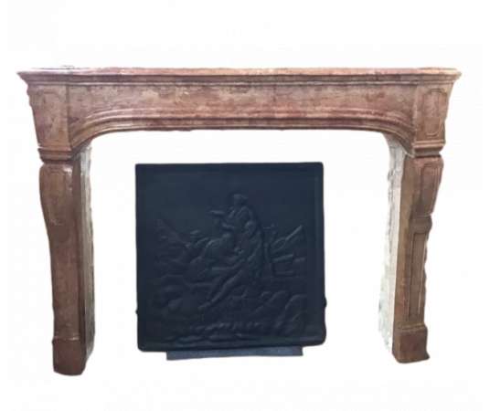 PRETTY ANTIQUE LOUIS XIV FIREPLACE IN BURGUNDY STONE
