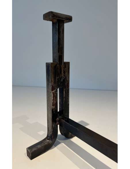 Modernist cast-iron andirons from the 1950s-Bozaart